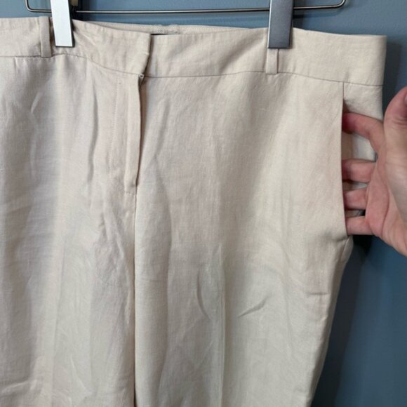 Talbots Signature 100% Linen Wide Leg Ankle Pant in Khaki Cream. High Rise Sz 10 - Picture 4 of 12